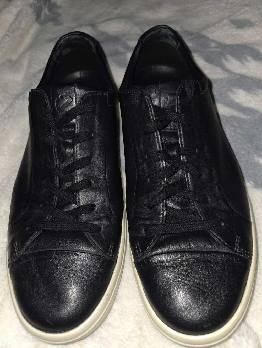 ECCO Men's highend Black 100% Leather Casual/Dressy Versatile Sneakers Size 9.5
